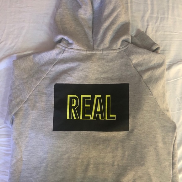 Grey F21 cropped sweater | neon detailing - Picture 3 of 3